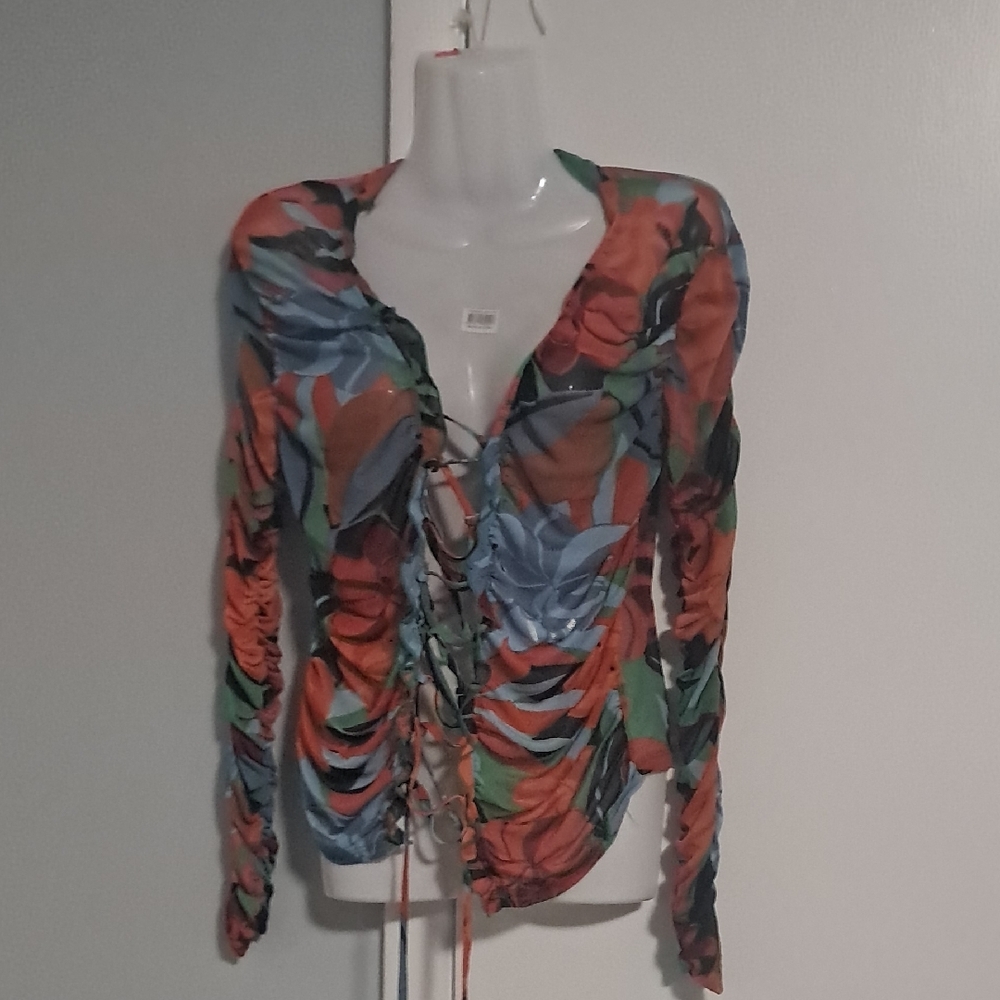 Floral Lace-Up Women's Top